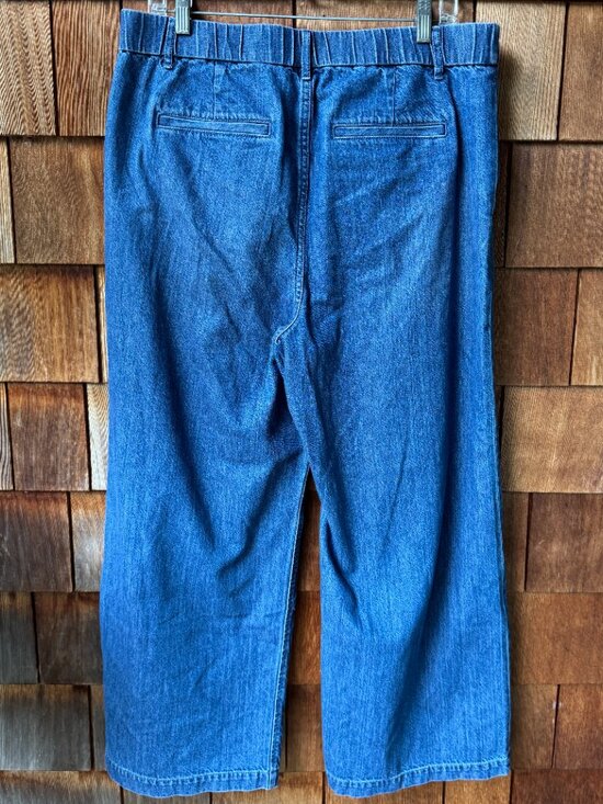 NWT GAP Blue Denim Pleated Wide Leg Jeans in Women's 32/14 Petite - Picture 6 of 10